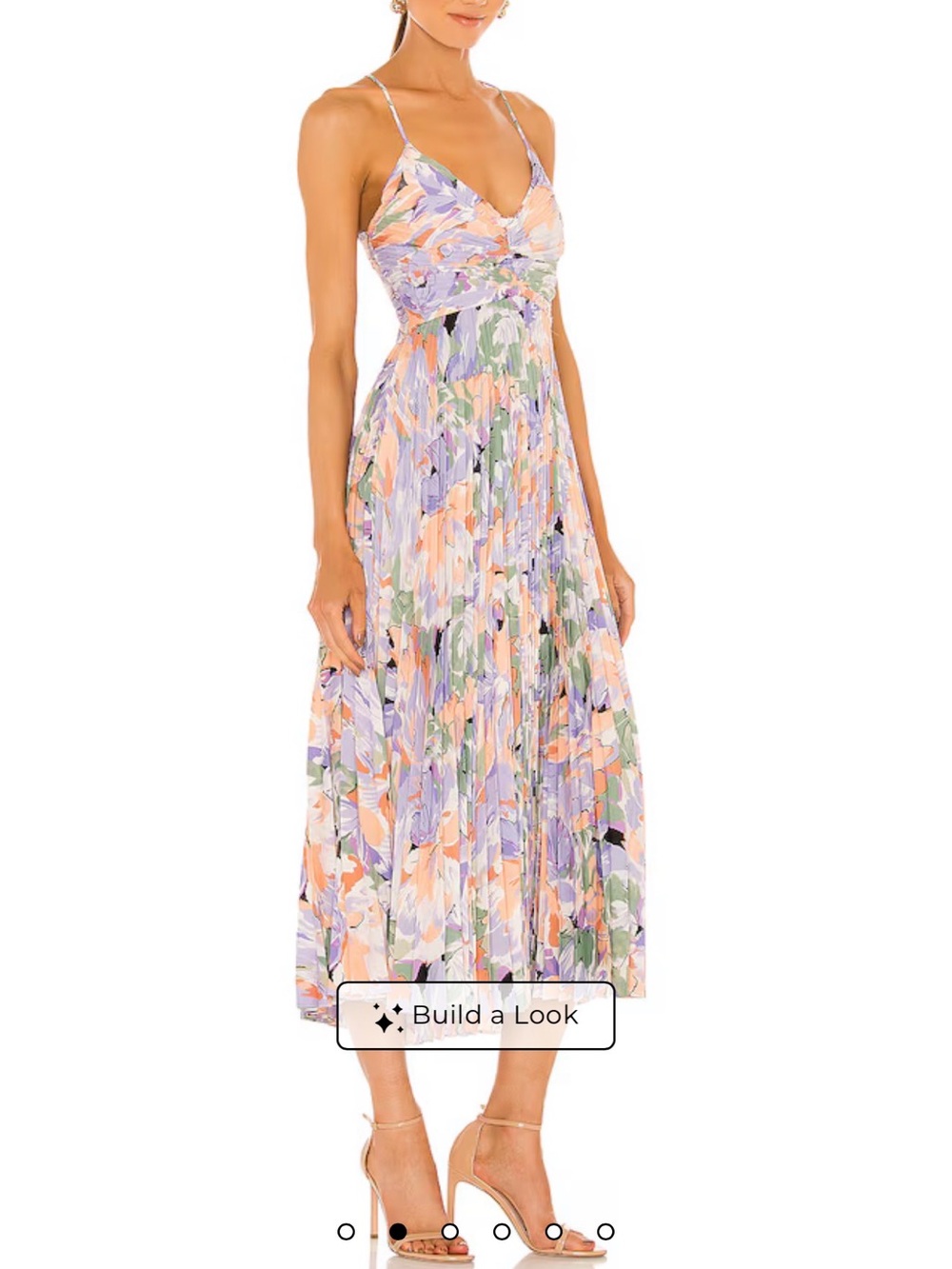 Astr Blythe Midi Dress in Coral Multi